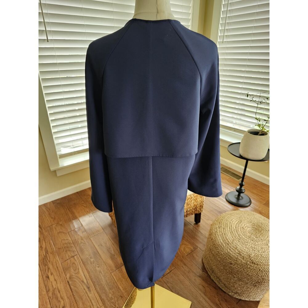 H By Halston Waterfall Caridigan Jacket Women's Size 0 Navy Blue Bell Sleeves - Picture 5 of 9